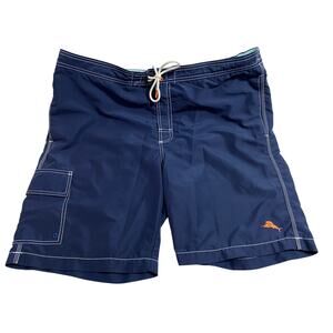 Tommy Bahama Blue Baja Beach Bathing Suit Mens Size XL Swim Trunks w/ Liner